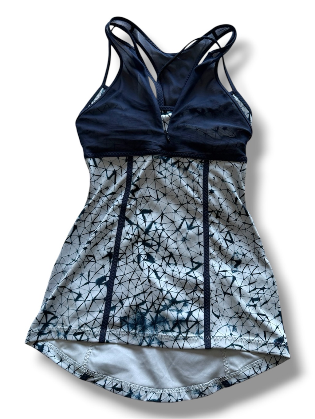 Lululemon Deep Navy And Silver Star Pedal Pace Tank Top Rare 2015 4 Mesh Zip